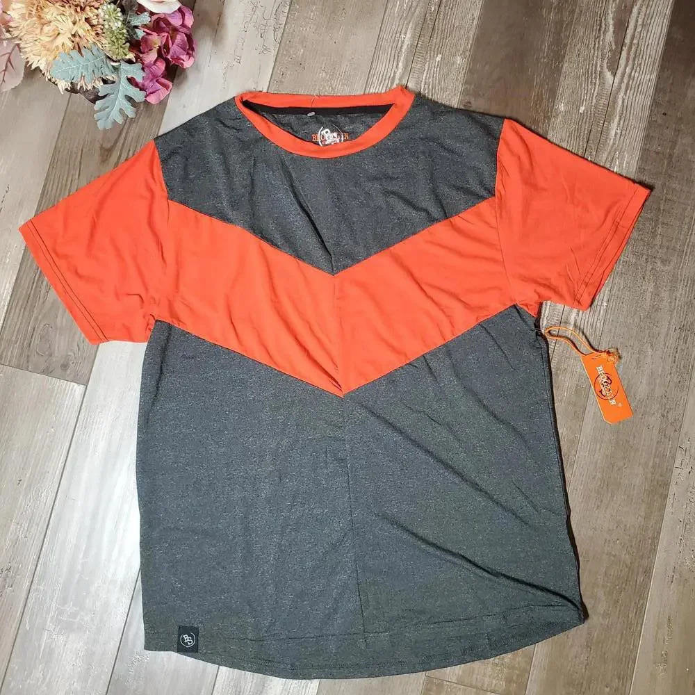 NWT Brooklyn Standard Men's Orange and Gray Short Sleeve Shirt Size Large